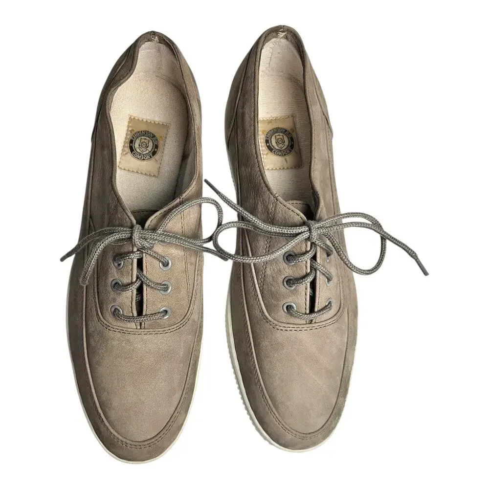 THORNTON BAY Men's 11 M Comfort Shoes Gray Leather Flats Rubber Sole Laces
